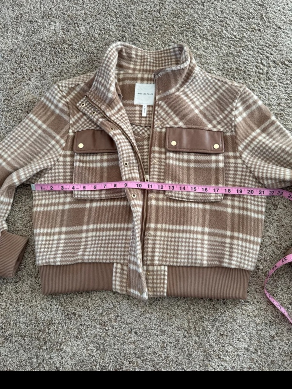 Anthropologie Avec Les Filles Plaid Bomber Jacket size Large - Picture 11 of 12